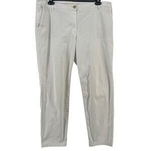 Talbots Girlfriend Chino Pants Womens 16W Off White Cream Stretch Cotton Tapered